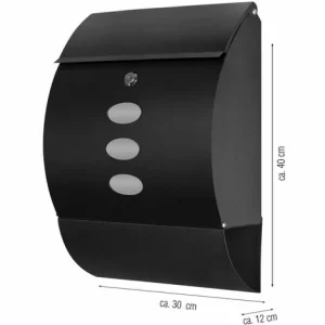 Grafner® Edelstahl Briefkasten Schwarz Mit Zeitungsrolle Und 3 Sichtfenstern Postkasten 13
