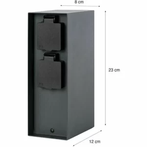 Grafner® Steckdosensäule Anthrazit Mit 4 Außensteckdosen Edelstahl Gartensteckdose Energiesäule 11
