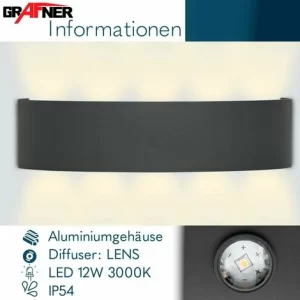 Grafner® LED Aluminium Wandlampe Up Down Außenleuchte Innenleuchte Modern WL10952 9