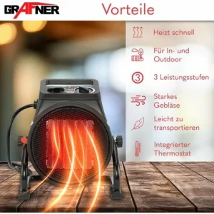Grafner® Elektroheizer Heizlüfter Bauheizer 2000 Watt Heizstrahler EH10933 9