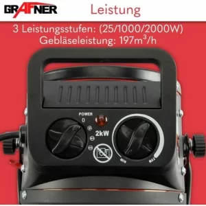 Grafner® Elektroheizer Heizlüfter Bauheizer 2000 Watt Heizstrahler EH10933 11