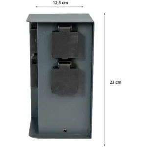 Grafner® Steckdosensäule Anthrazit Mit 4 Außensteckdosen Edelstahl Gartensteckdose Energiesäule AS10 11