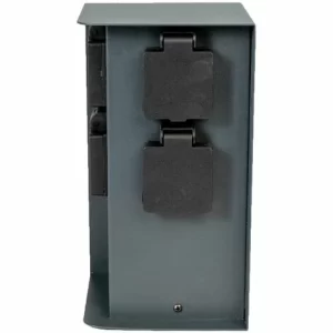 Grafner® Steckdosensäule Anthrazit Mit 4 Außensteckdosen Edelstahl Gartensteckdose Energiesäule AS10 13