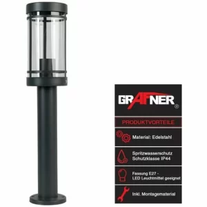 Grafner® Edelstahl Wegleuchte Gartenlampe 50cm Standleuchte Anthrazit 9