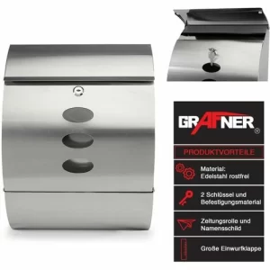 Grafner® Edelstahl Briefkasten Mit Zeitungsrolle Und 3 Sichtfenstern Postkasten 9