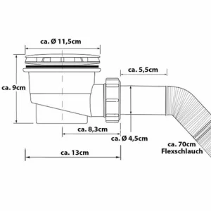 Grafner® Ablaufgarnitur Für Duschwanne Ø 84 – 96 Mm Mit Flexschlauch 9