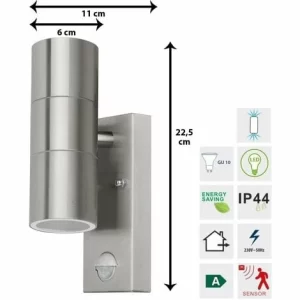 Grafner® Edelstahl Wandlampe Mit Bewegungsmelder Außenleuchte Wandleuchte Up&Down 26APIR 9