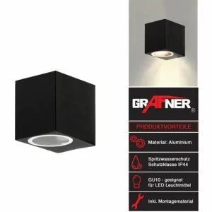 Grafner® Aluminium Wandlampe 37SQWB Wandleuchte Lichtschein Down/Unten In Schwarz 9