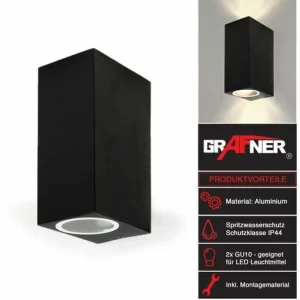 Grafner® Aluminium Wandlampe 37SQWB-2 Schwarz Wandleuchte Lichtschein Up&Down/Oben&Unten 9